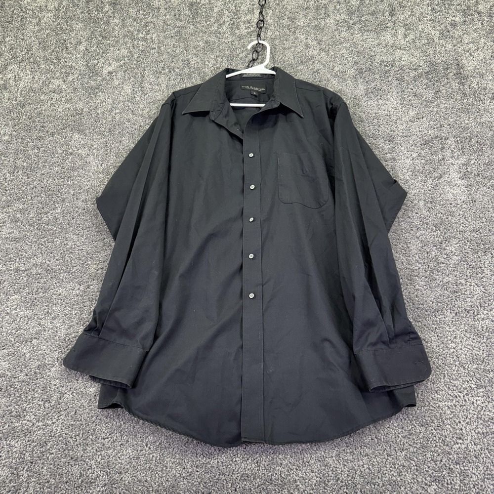 Croft & Barrow Shirt Mens 17 Black Long Sleeve Button Dress Wrinkle Resistant